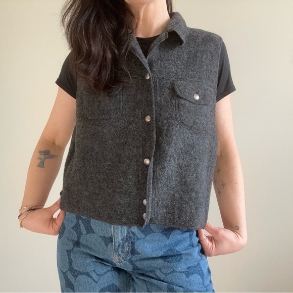 Vintage 80's Lands’ End 100% Wool Vest Women's 14 - Picture 1 of 10